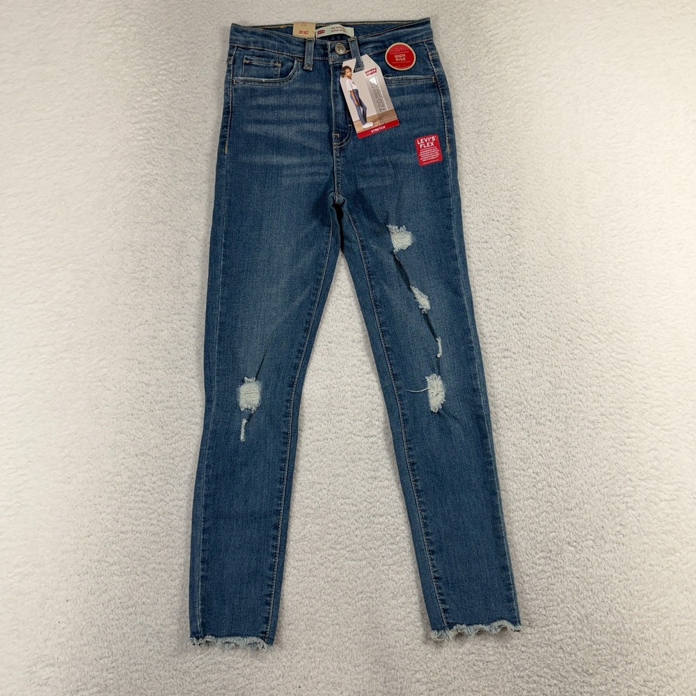 Levi's 720 High Rise Super Skinny Girls Jeans Size 10 Reg 23x23 NWT Blue Stretch